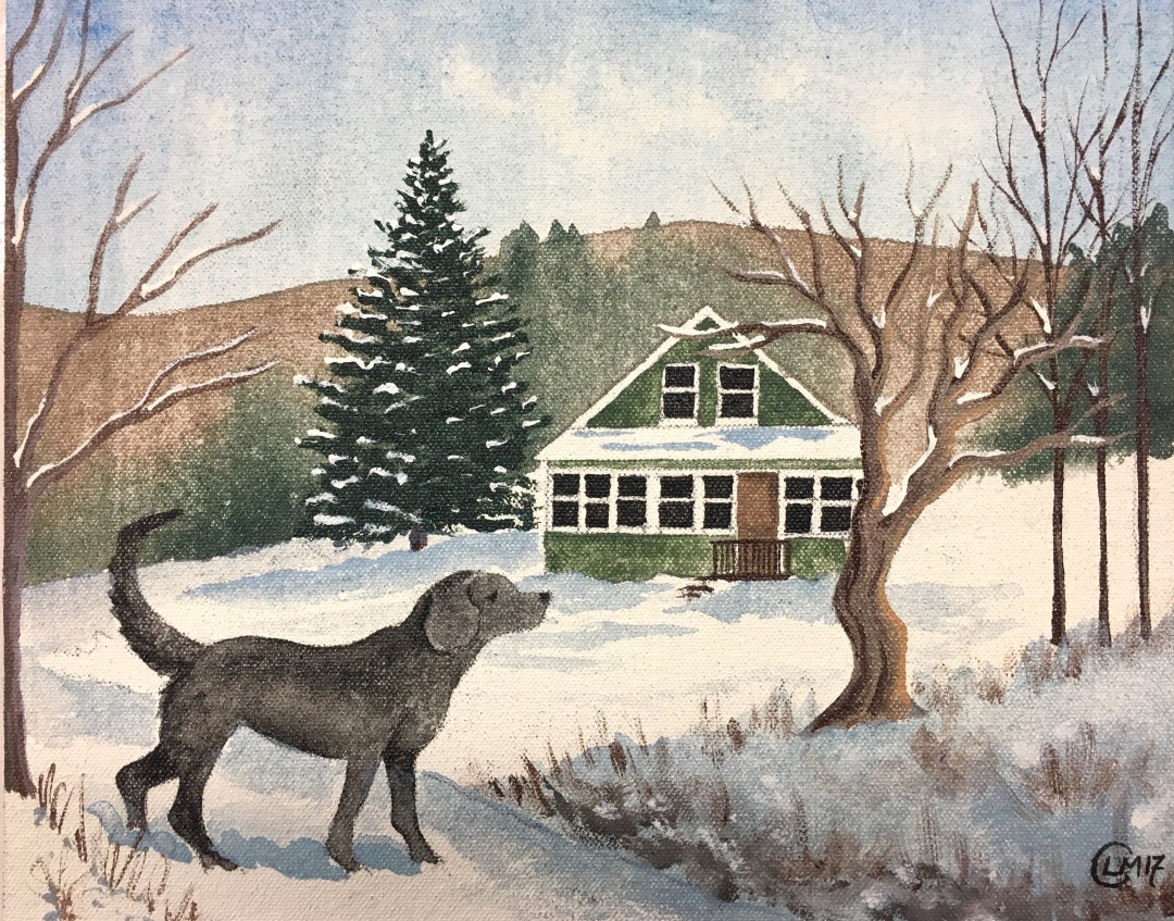 Paintings come from walks with my pups in the snow!