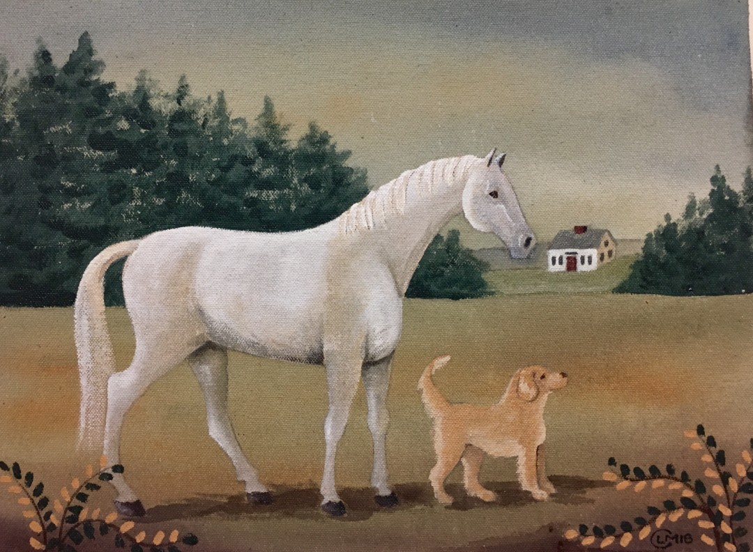 White Horse Gold Dog