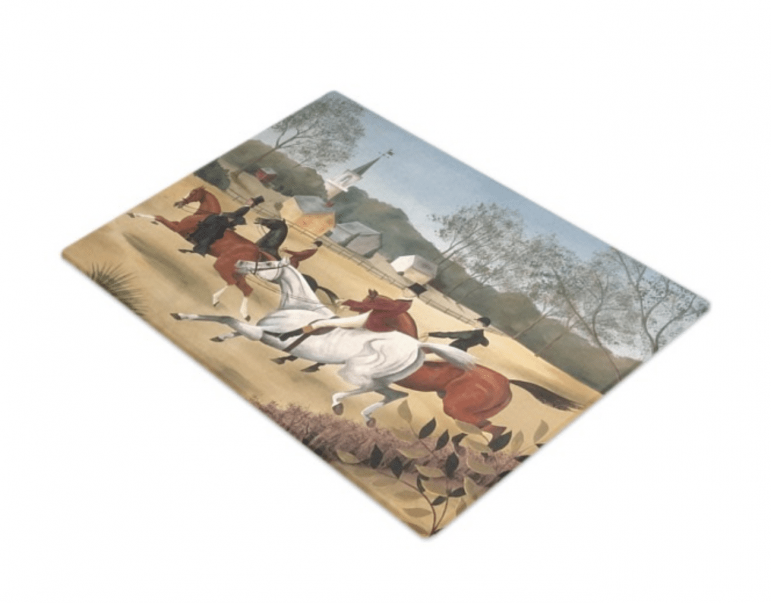 New! Glass Cutting Board with “Village Meet”